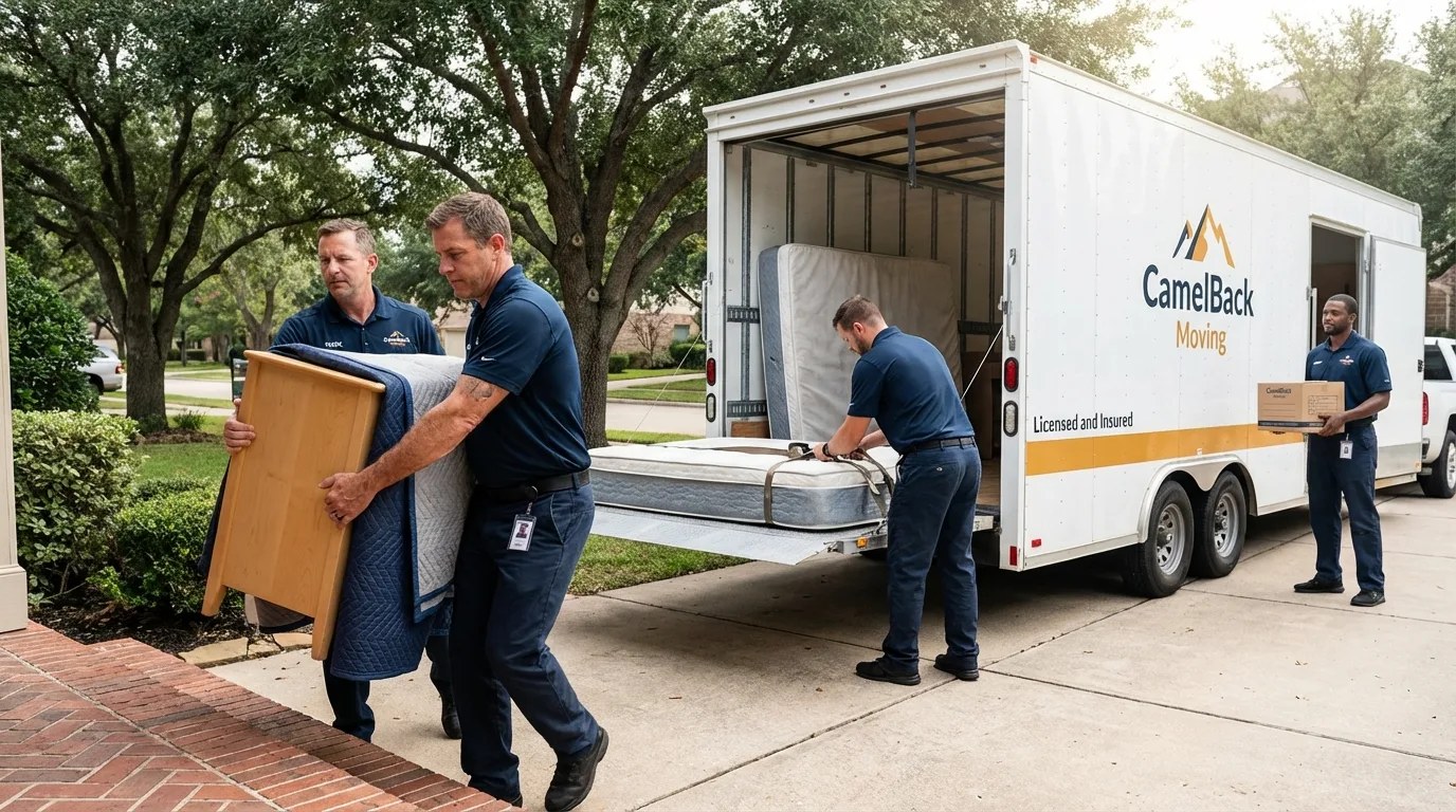 Crew loading residential truck for cross-state move from Stottville, NY